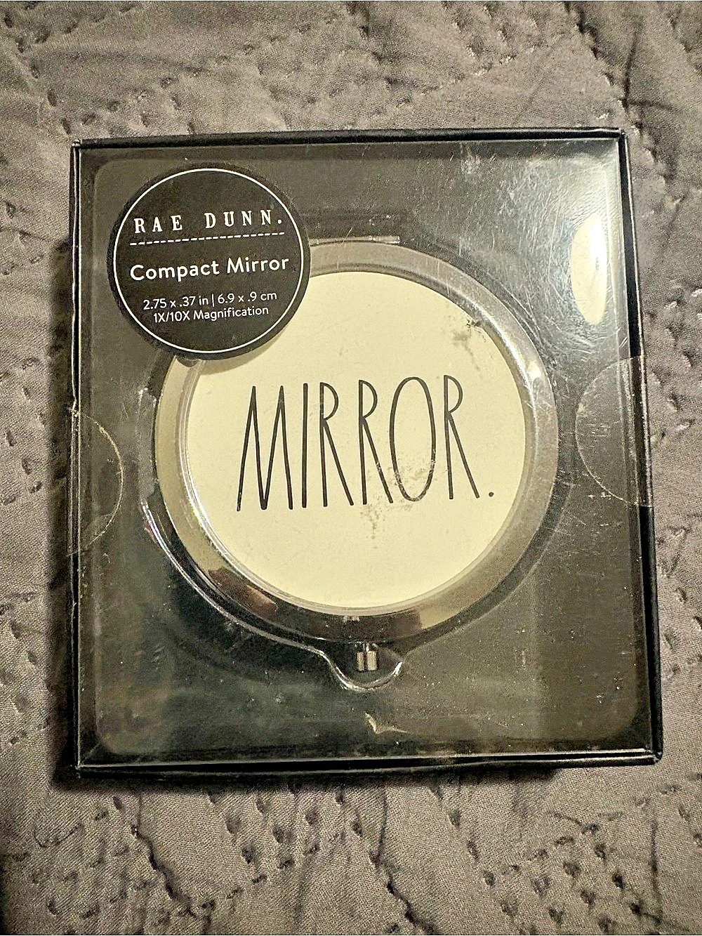 Compact Mirror in Black & Silver